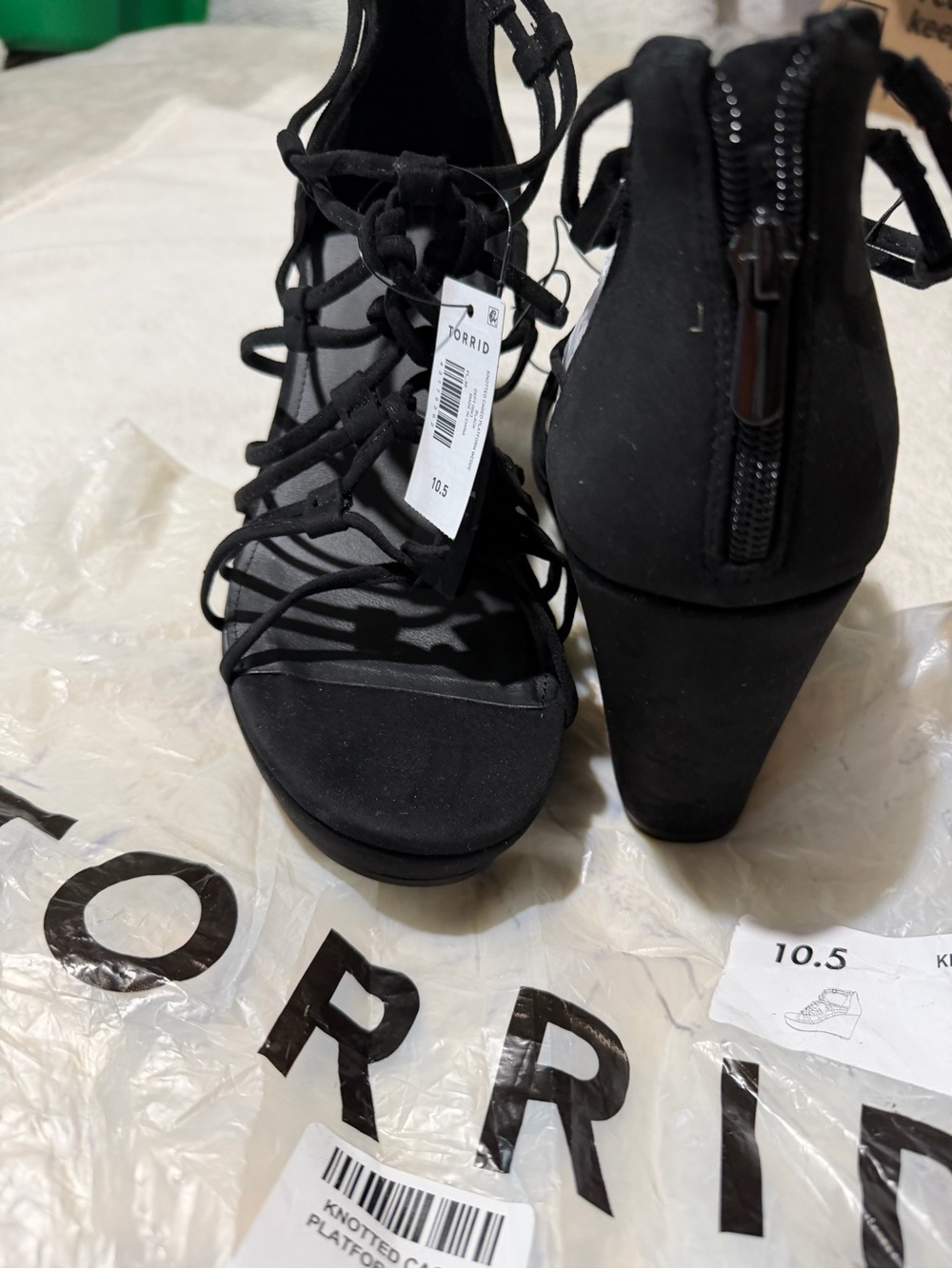 torrid Black Lace-Up Platform Wedge Heels